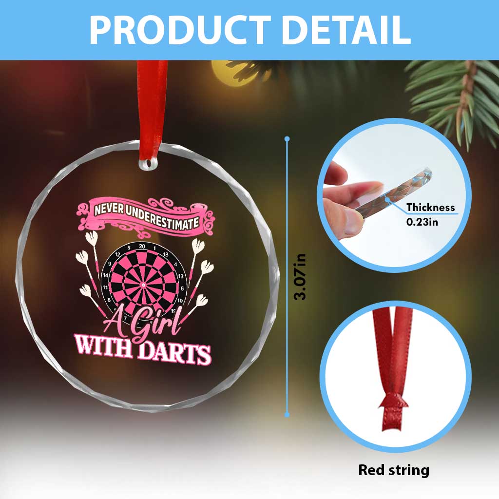 Never Underestimate A Girl Dart Player Gift Idea Crystal Glass Ornament - Wonder Print Shop