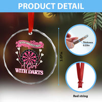 Never Underestimate A Girl Dart Player Gift Idea Crystal Glass Ornament - Wonder Print Shop
