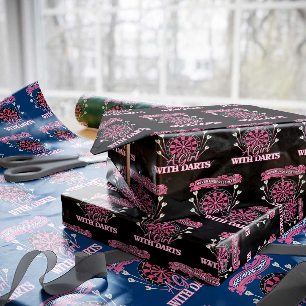 Never Underestimate A Girl Dart Player Gift Idea Wrapping Paper Roll - Wonder Print Shop