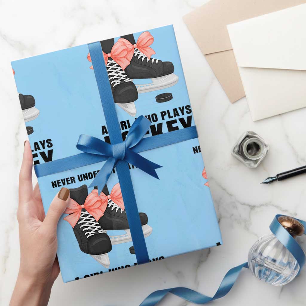 Never Underestimate A Girl Hockey Player Gift Idea Wrapping Paper Roll - Wonder Print Shop