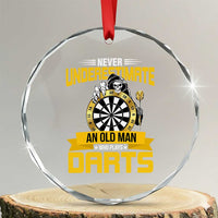 Never Underestimate An Old Man Plays Darts Crystal Glass Ornament Funny Dartist Grim Reaper Gift - Wonder Print Shop