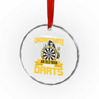 Never Underestimate An Old Man Plays Darts Crystal Glass Ornament Funny Dartist Grim Reaper Gift - Wonder Print Shop
