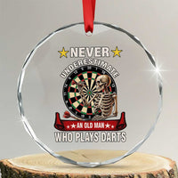 Never Underestimate An Old Man Plays Darts Crystal Glass Ornament Gothic Darts Player - Wonder Print Shop