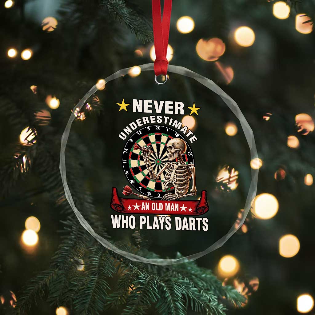 Never Underestimate An Old Man Plays Darts Crystal Glass Ornament Gothic Darts Player - Wonder Print Shop