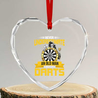 Never Underestimate An Old Man Plays Darts Heart Crystal Glass Ornament Funny Dartist Grim Reaper Gift - Wonder Print Shop