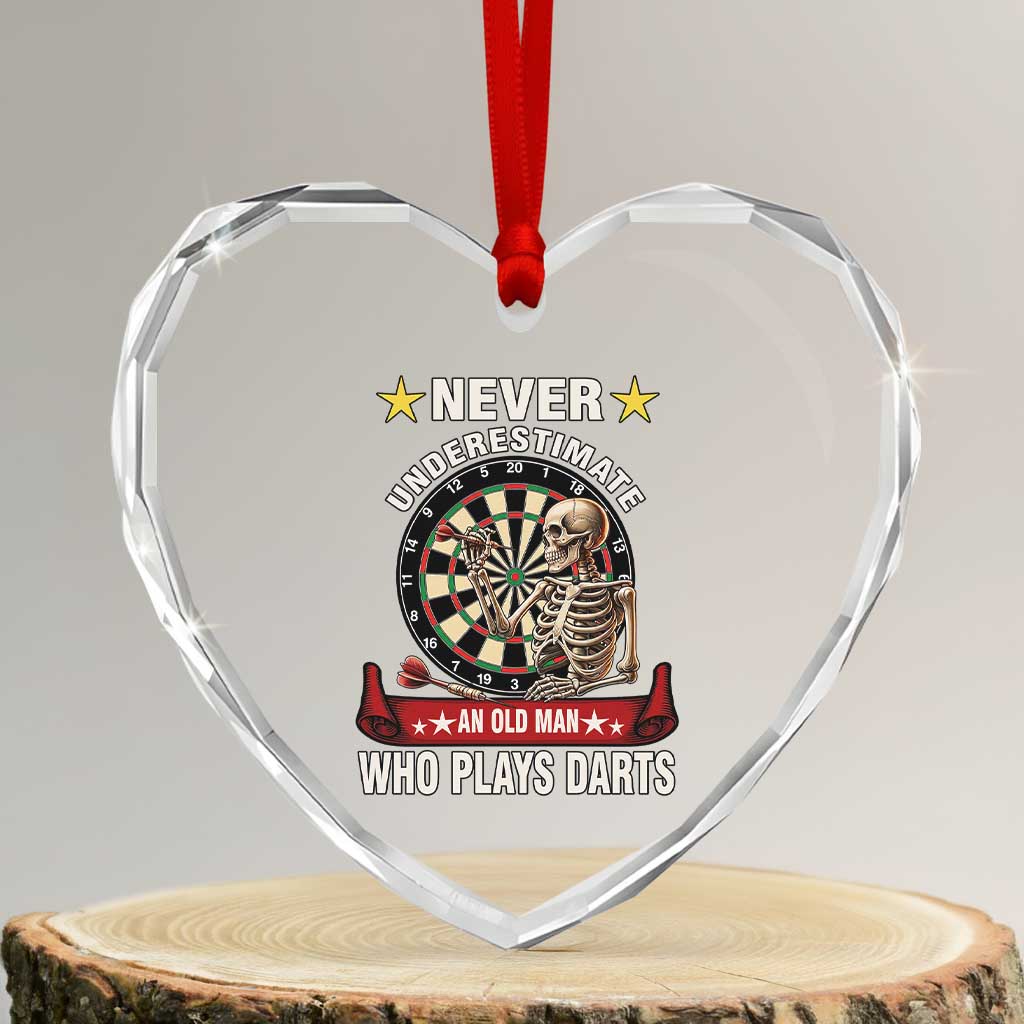 Never Underestimate An Old Man Plays Darts Heart Crystal Glass Ornament Gothic Darts Player - Wonder Print Shop