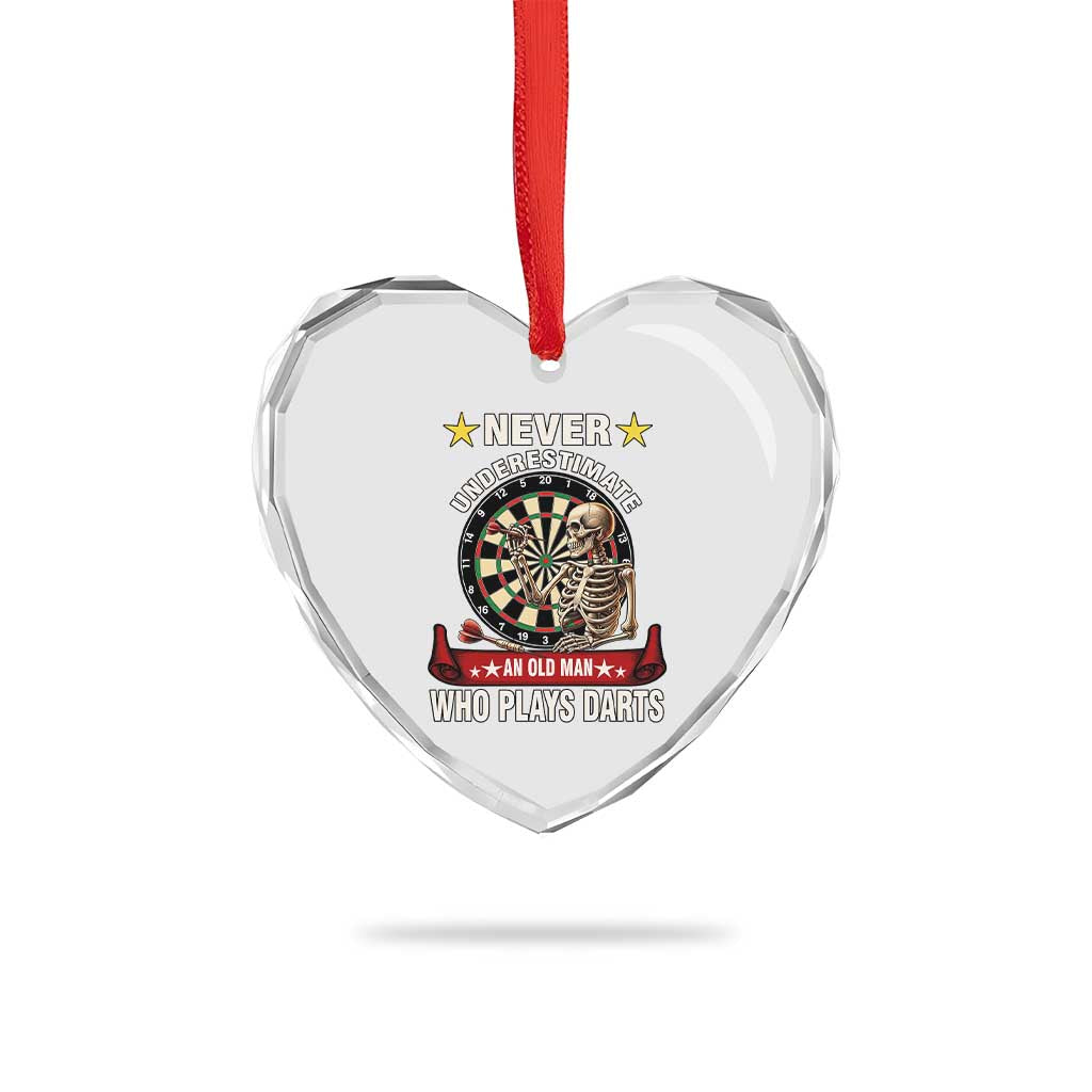 Never Underestimate An Old Man Plays Darts Heart Crystal Glass Ornament Gothic Darts Player - Wonder Print Shop