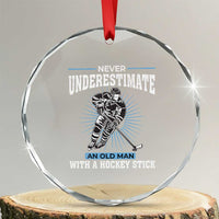 Never Underestimate An Old Man With A Hockey Stick Crystal Glass Ornament Ice Hockey Gift - Wonder Print Shop