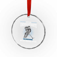 Never Underestimate An Old Man With A Hockey Stick Crystal Glass Ornament Ice Hockey Gift - Wonder Print Shop