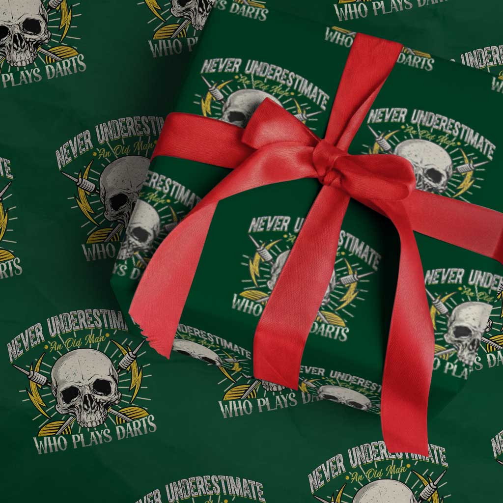 Never Underestimate An Old Who Plays Darts Wrapping Paper Roll Funny Darts Fan - Wonder Print Shop