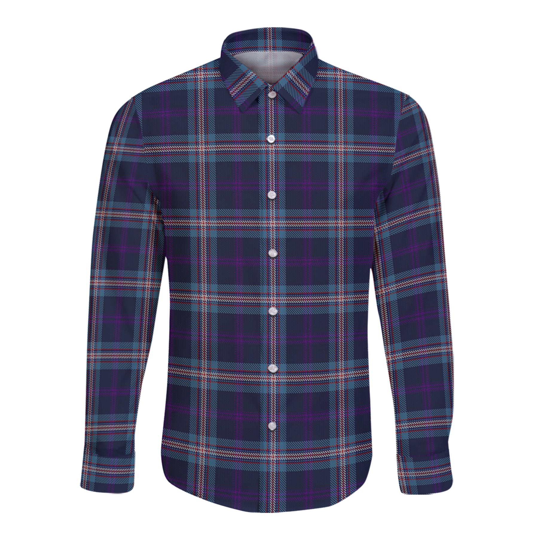 Nevoy Tartan Long Sleeve Button Up Shirt K23