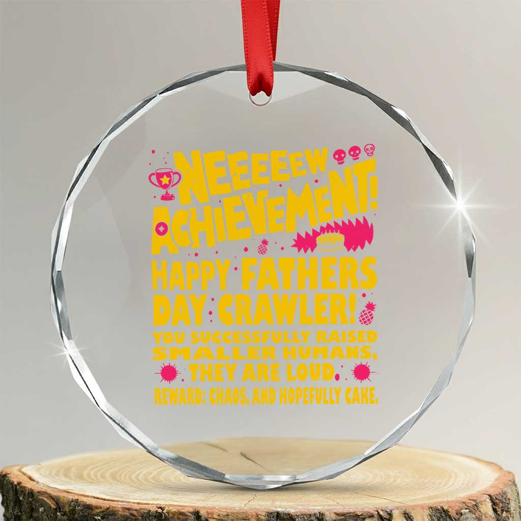 New Achievement Happy Fathers Day Crawler Crystal Glass Ornament Funny Gamer Dad LitRPG Gaming Milestone