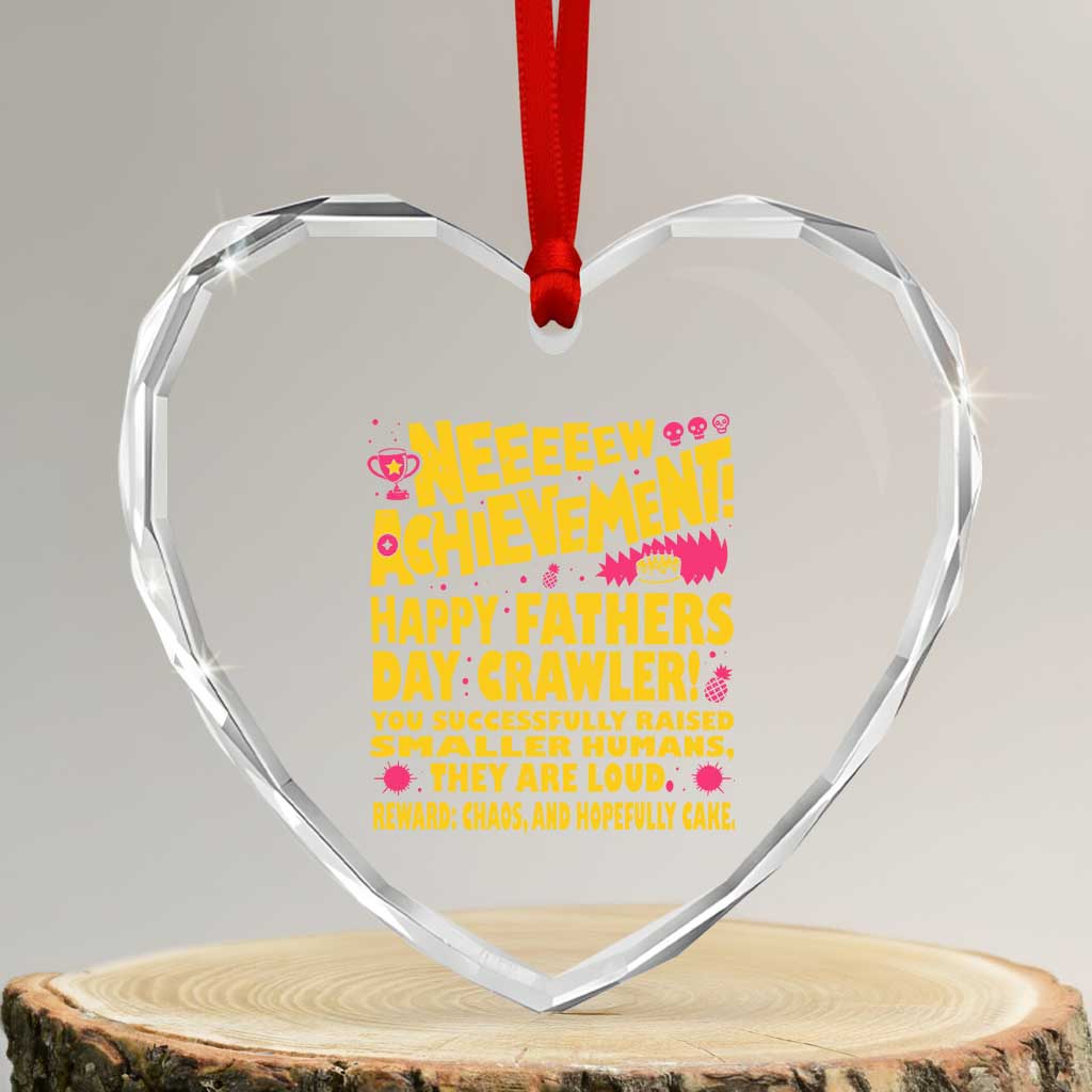 New Achievement Happy Fathers Day Crawler Heart Crystal Glass Ornament Funny Gamer Dad LitRPG Gaming Milestone