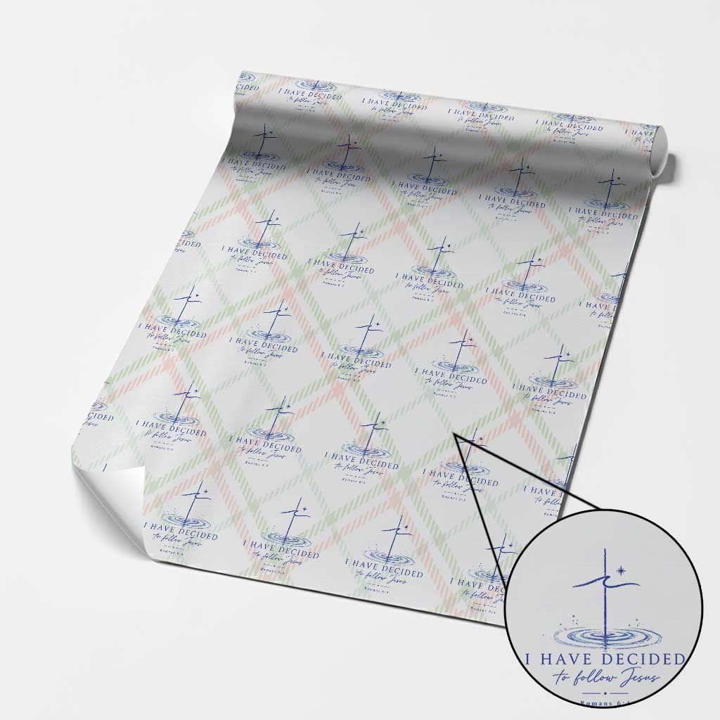 New Believer Wrapping Paper Roll I Have Decided To Follow Jesus In Baptism Cross Water