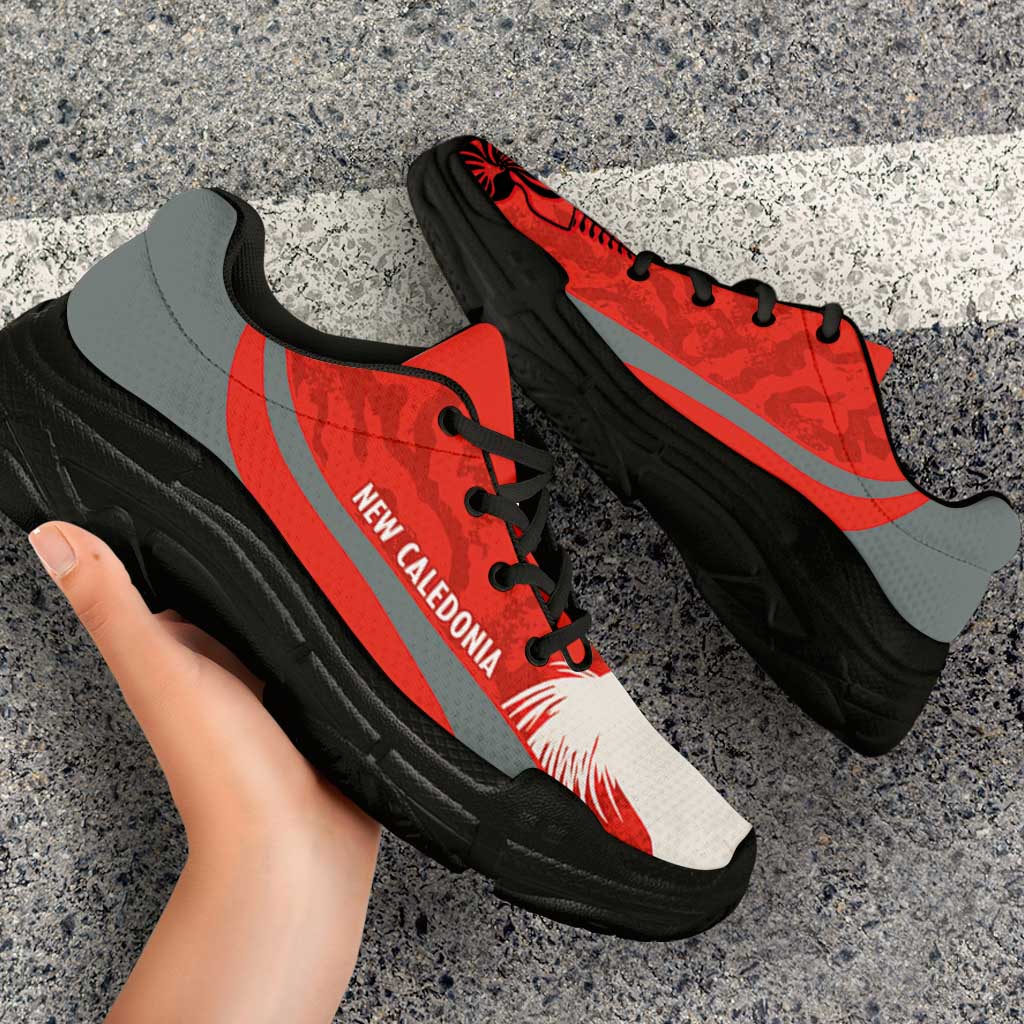 New Caledonia 2026 Football Chunky Sneakers Les Cagous Grunge Curve Stylized - Wonder Print Shop