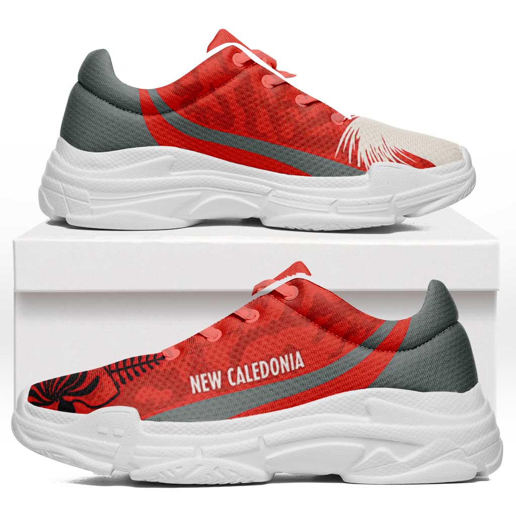New Caledonia 2026 Football Chunky Sneakers Les Cagous Grunge Curve Stylized - Wonder Print Shop
