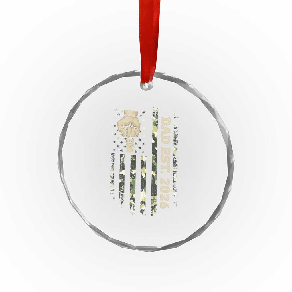 New Dad 2026 Crystal Glass Ornament Camo American Flag Military Dad Father's Day