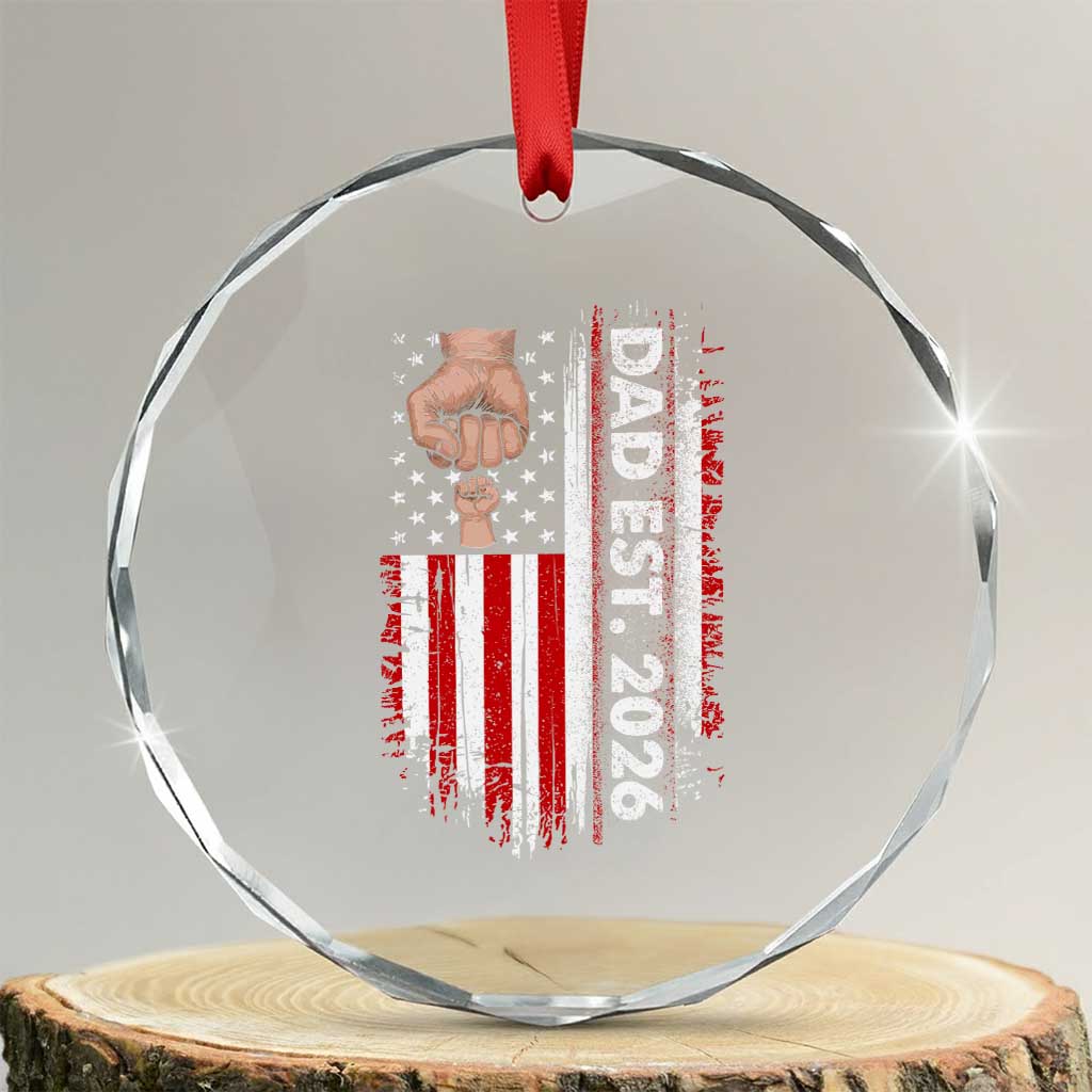 New Dad 2026 Crystal Glass Ornament Patriotic US American Flag Gifts Fathers Day