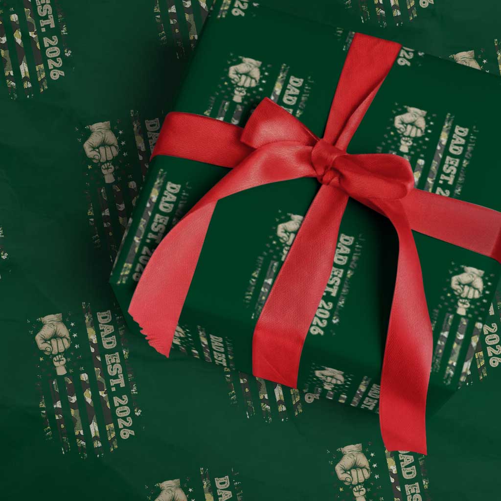 New Dad 2026 Wrapping Paper Roll Camo American Flag Military Dad Father's Day