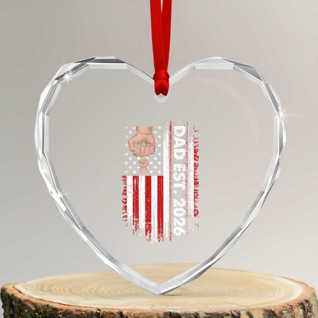 New Dad 2026 Heart Crystal Glass Ornament Patriotic US American Flag Gifts Fathers Day