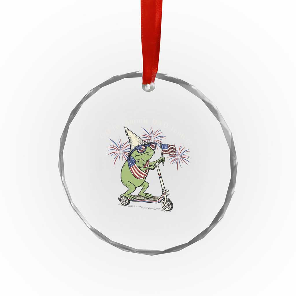 New Dad Frog 4th of July Crystal Glass Ornament Off to Commit Dad Foolery