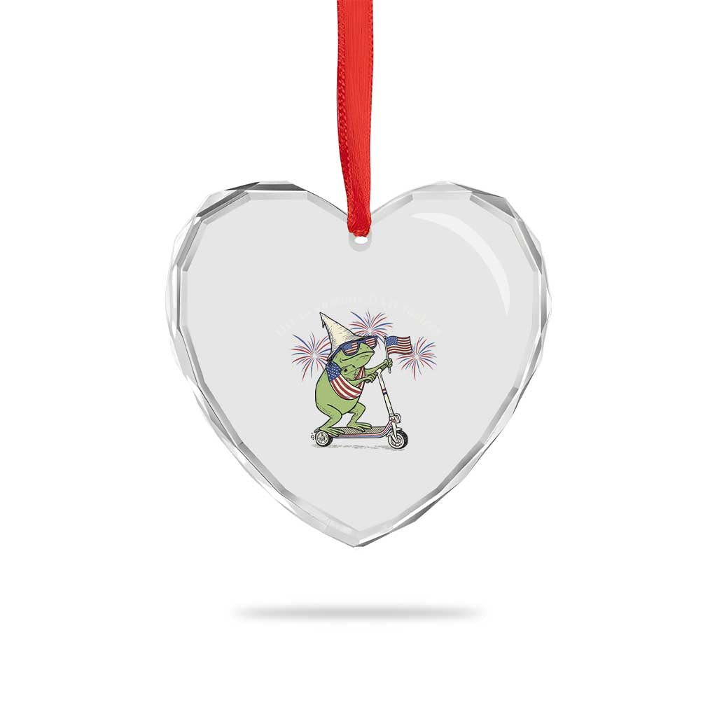 New Dad Frog 4th of July Heart Crystal Glass Ornament Off to Commit Dad Foolery