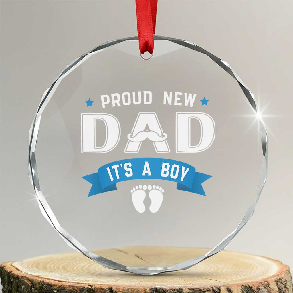 New Dad It's a Boy Crystal Glass Ornament Newborn Daddy Father Baby Boy Son - Wonder Print Shop