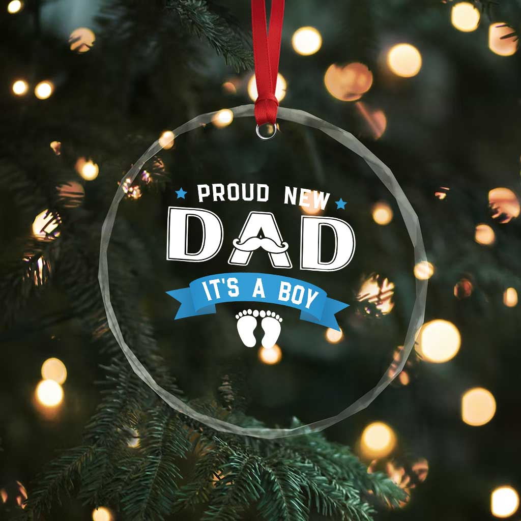 New Dad It's a Boy Crystal Glass Ornament Newborn Daddy Father Baby Boy Son - Wonder Print Shop