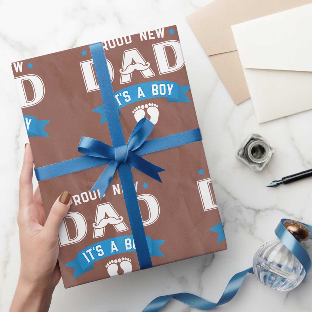 New Dad It's a Boy Wrapping Paper Roll Newborn Daddy Father Baby Boy Son - Wonder Print Shop