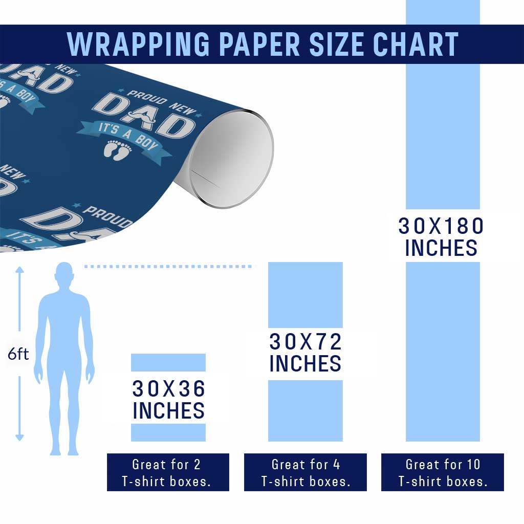 New Dad It's a Boy Wrapping Paper Roll Newborn Daddy Father Baby Boy Son - Wonder Print Shop