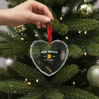New Mexico Flag Map Zia Sun Souvenir Heart Crystal Glass Ornament