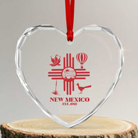 New Mexico Flag Zia Sun Souvenir Heart Crystal Glass Ornament New Mexico Zia Chiles Balloon Roadrunner Yucca