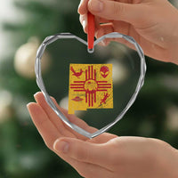 New Mexico State Map Zia Symbol Famous Icons Heart Crystal Glass Ornament