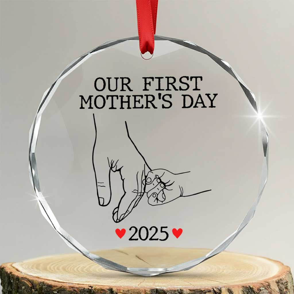 New Mom Est. 2025 Crystal Glass Ornament First Mother’s Day Matching Gift Light - Wonder Print Shop