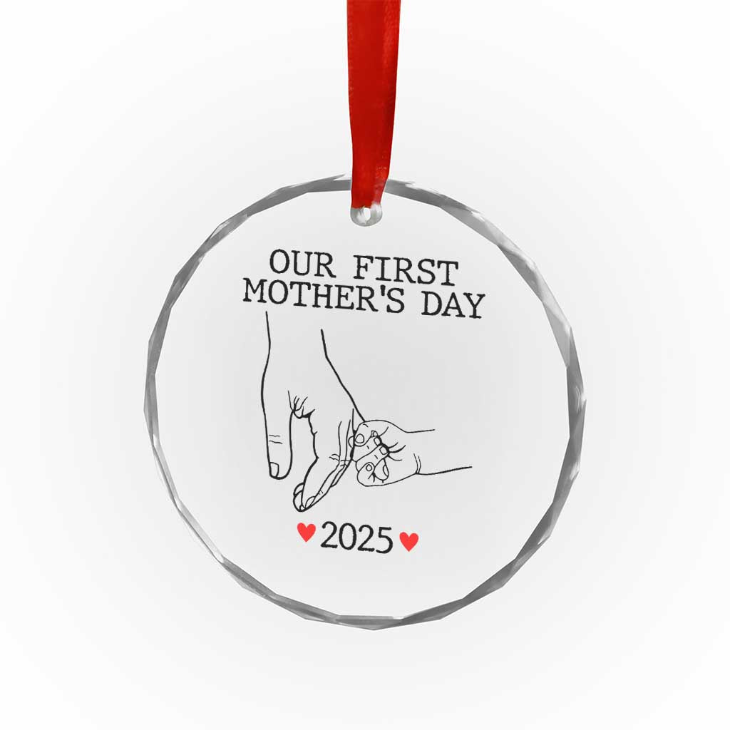 New Mom Est. 2025 Crystal Glass Ornament First Mother’s Day Matching Gift Light - Wonder Print Shop