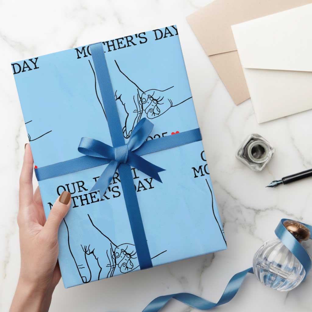 New Mom Est. 2025 Wrapping Paper Roll First Mother’s Day Matching Gift Light - Wonder Print Shop