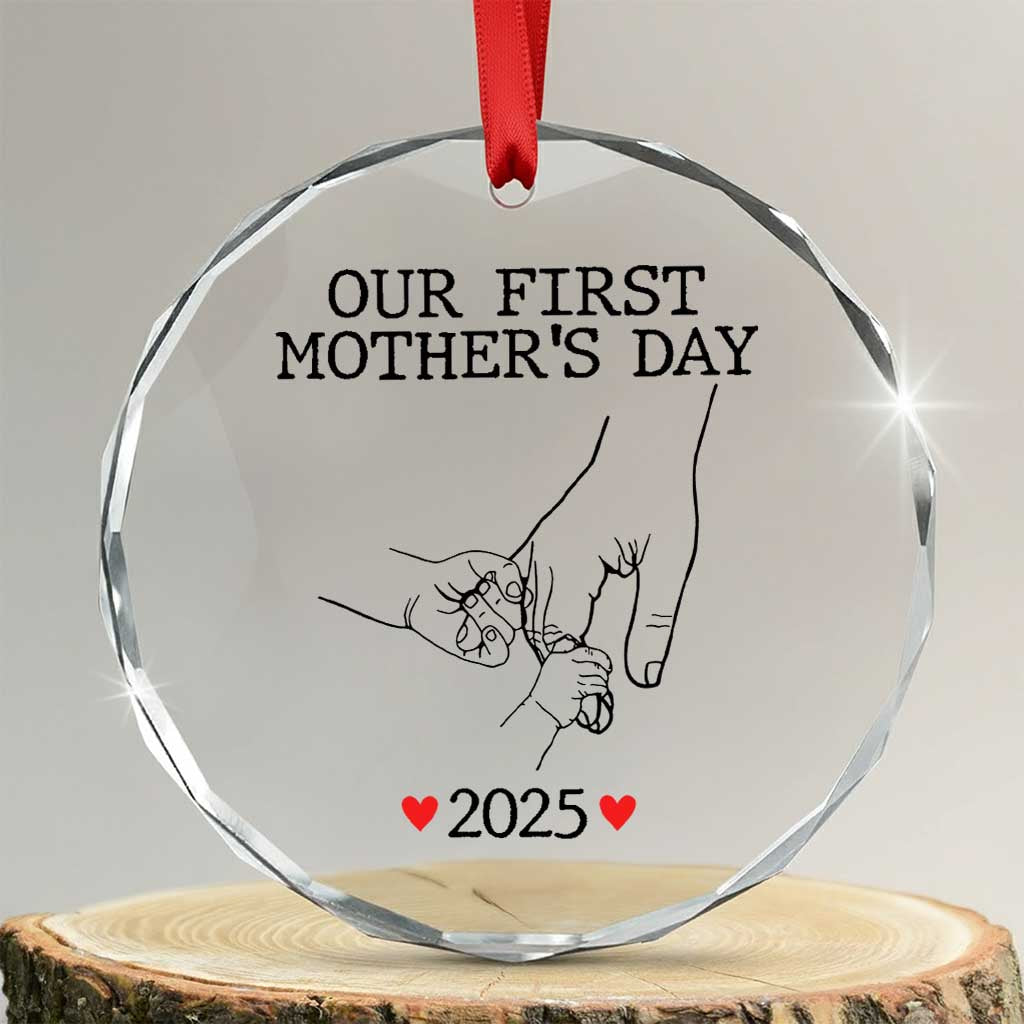 New Mom of Twins Est. 2025 Crystal Glass Ornament First Mother’s Day Matching Gift Light - Wonder Print Shop