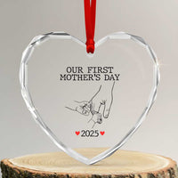 New Mom of Twins Est. 2025 Heart Crystal Glass Ornament First Mother’s Day Matching Gift Light - Wonder Print Shop