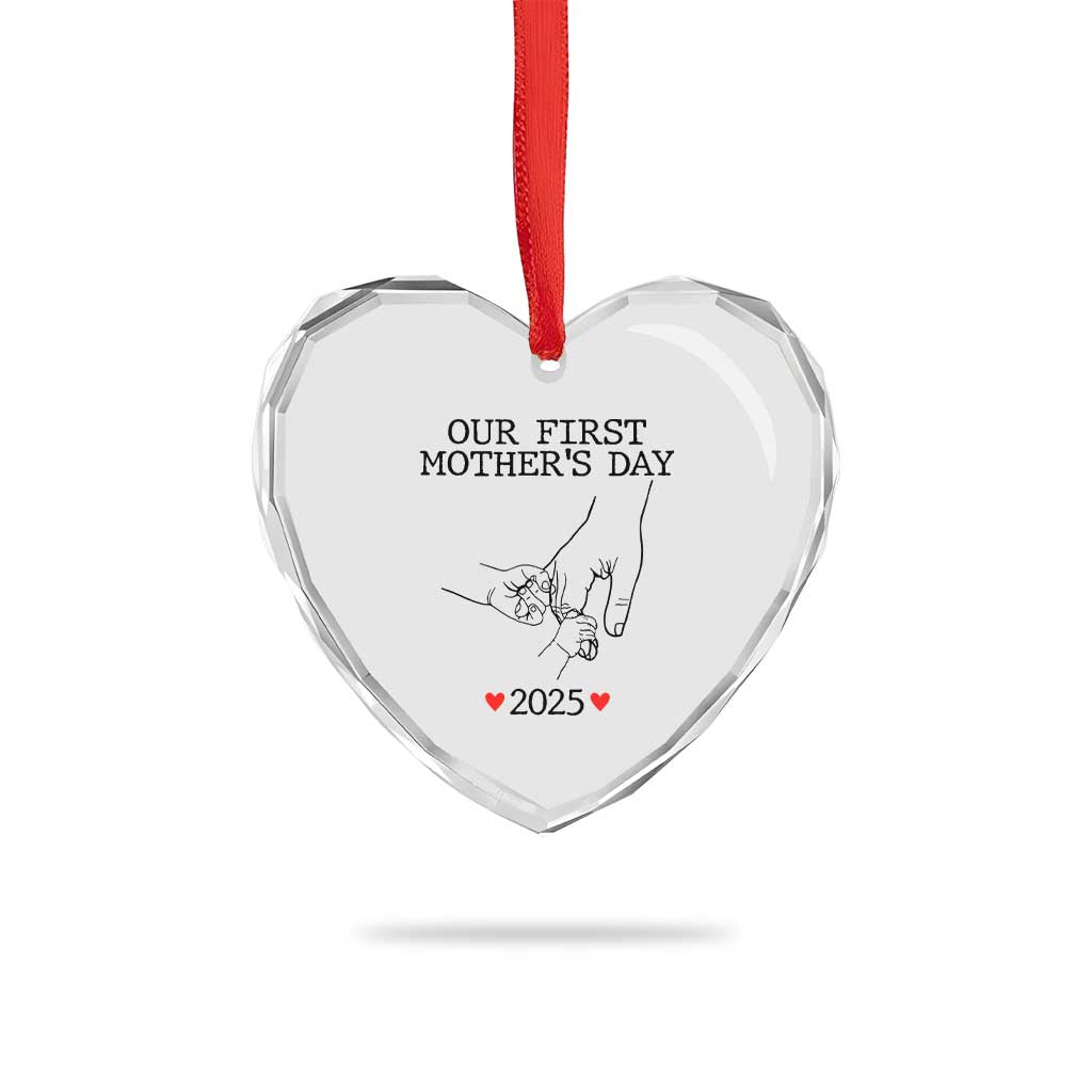 New Mom of Twins Est. 2025 Heart Crystal Glass Ornament First Mother’s Day Matching Gift Light - Wonder Print Shop