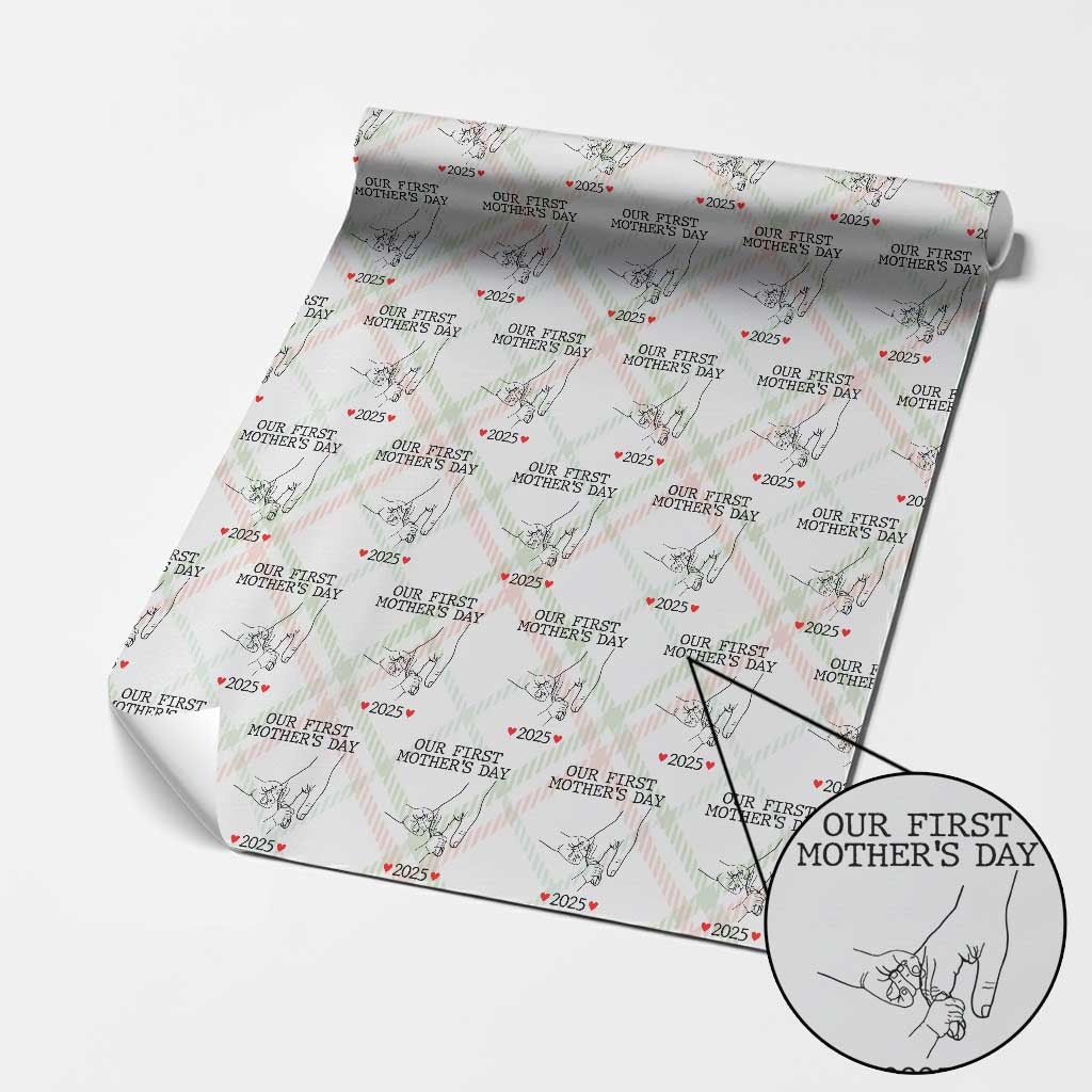 New Mom of Twins Est. 2025 Wrapping Paper Roll First Mother’s Day Matching Gift Light - Wonder Print Shop