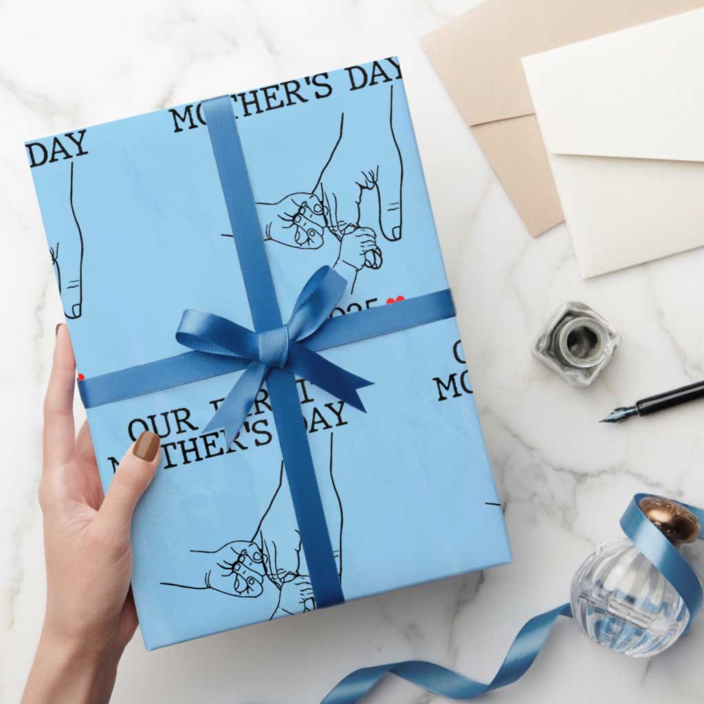 New Mom of Twins Est. 2025 Wrapping Paper Roll First Mother’s Day Matching Gift Light - Wonder Print Shop