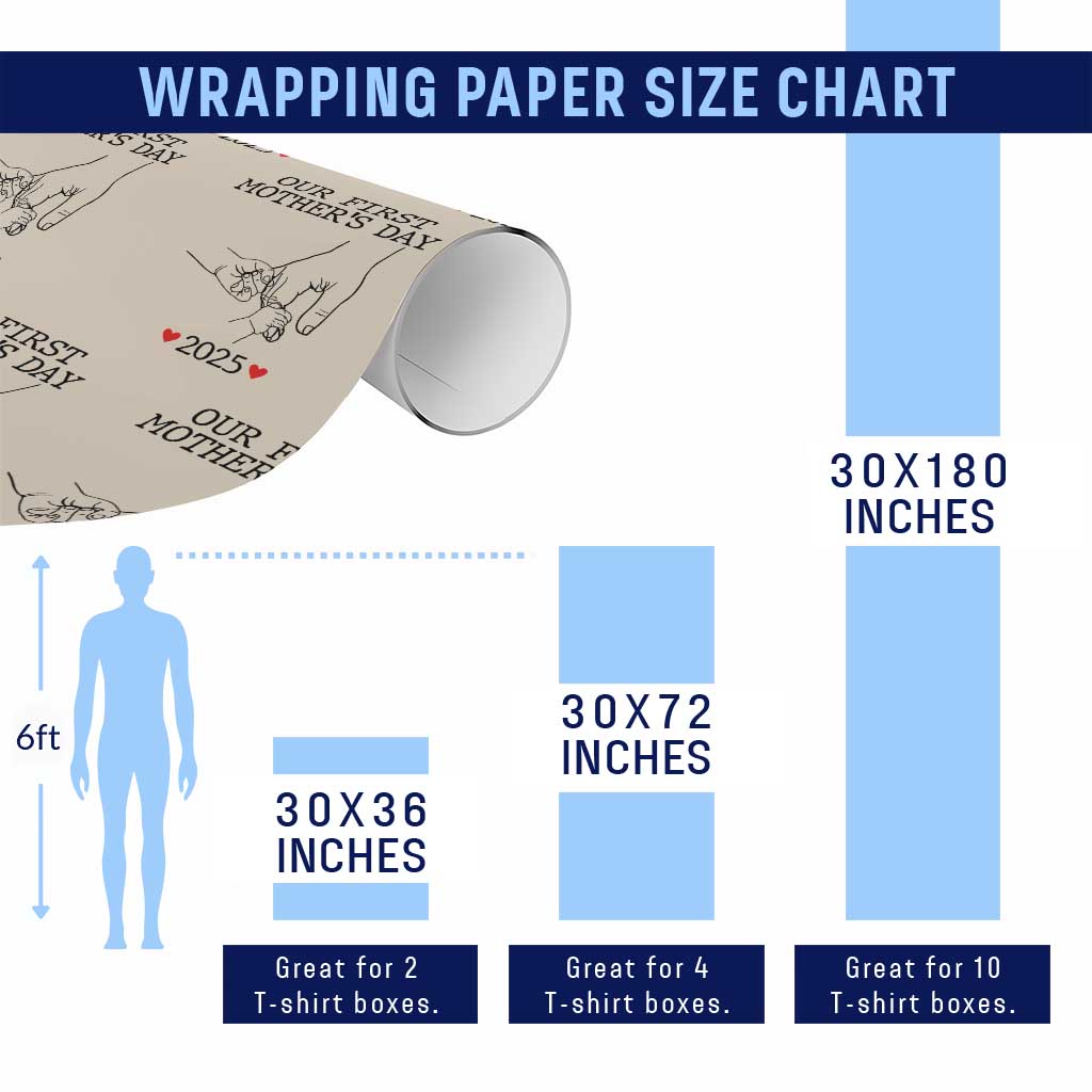 New Mom of Twins Est. 2025 Wrapping Paper Roll First Mother’s Day Matching Gift Light - Wonder Print Shop