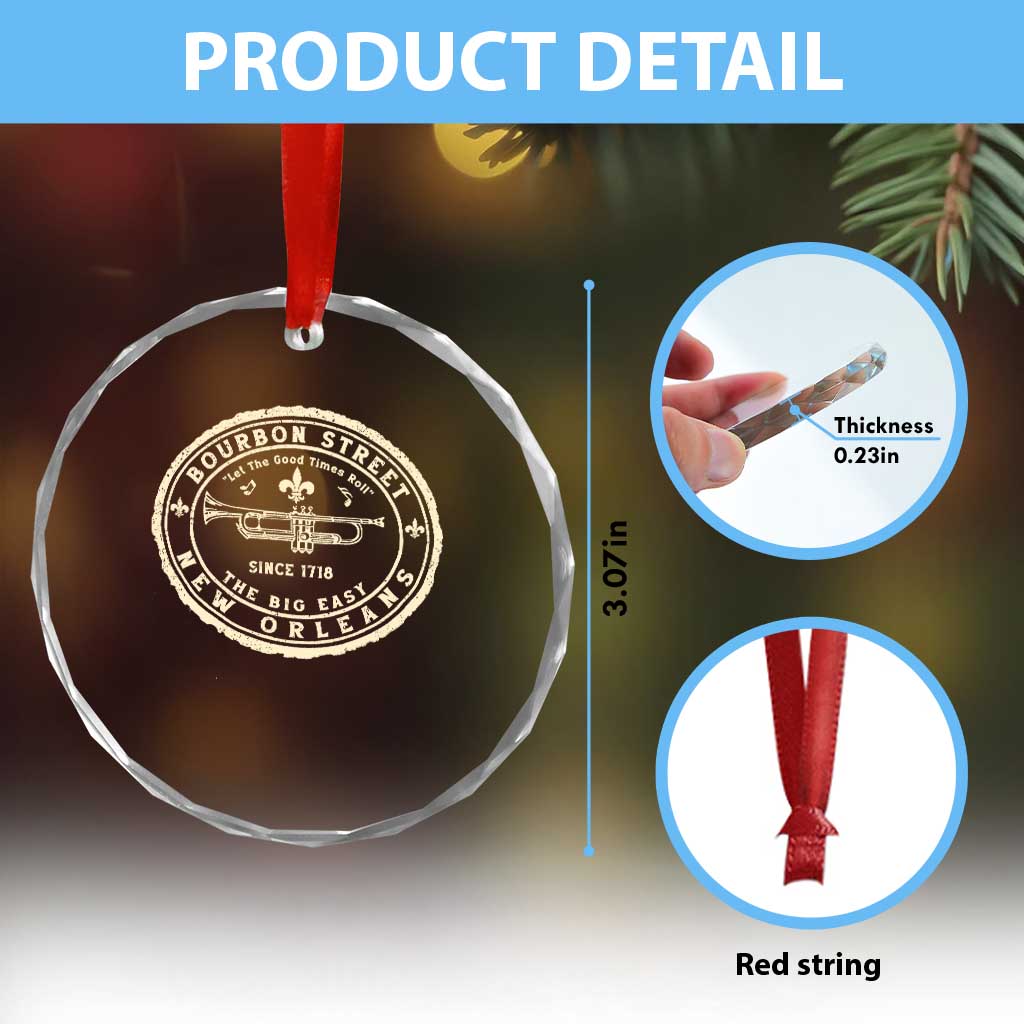 New Orleans Bourbon Street The Big Easy Crystal Glass Ornament Let The Good Times Roll