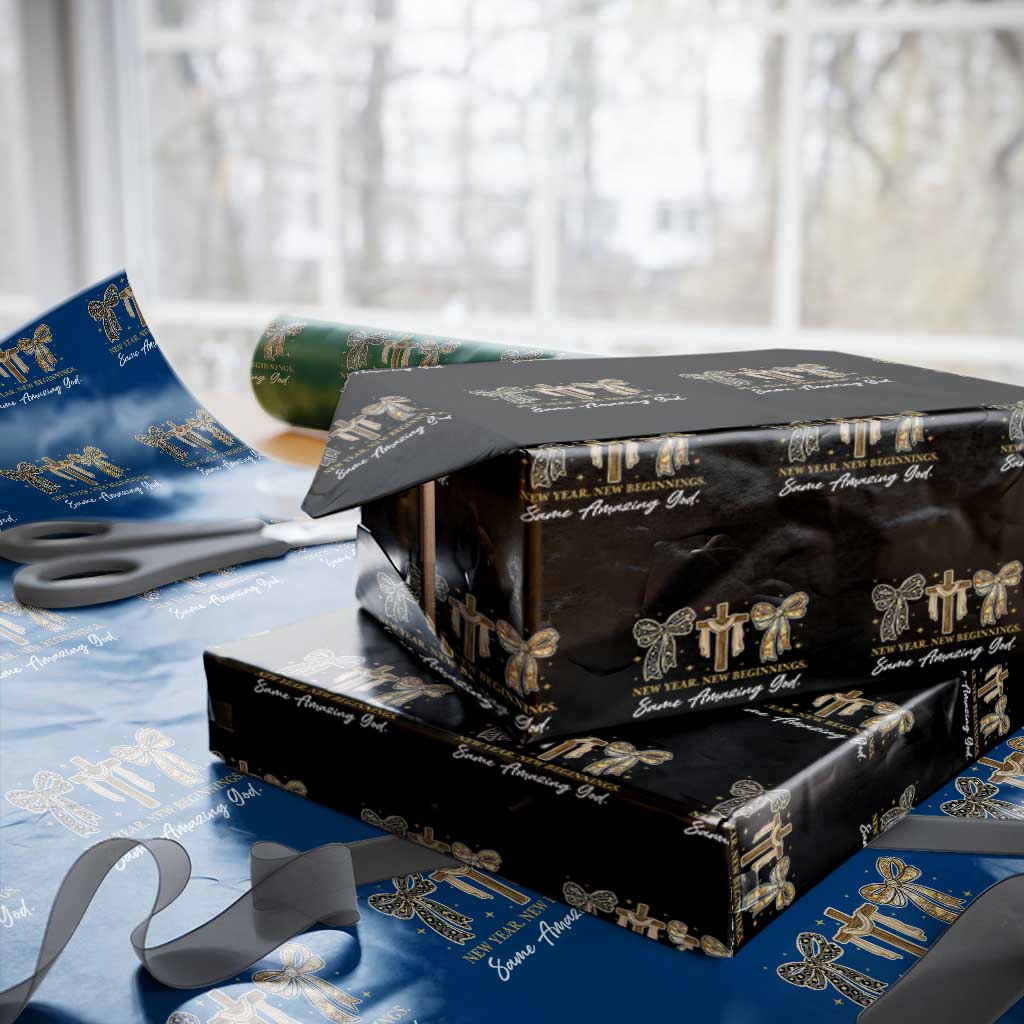 New Year New Beginnings Same Amazing God Wrapping Paper Roll Christian New Years Eve - Wonder Print Shop