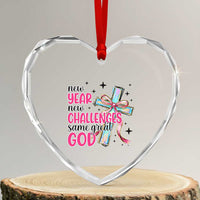 New Year New Challenges Same Great God Heart Crystal Glass Ornament Christian New Year Eve - Wonder Print Shop
