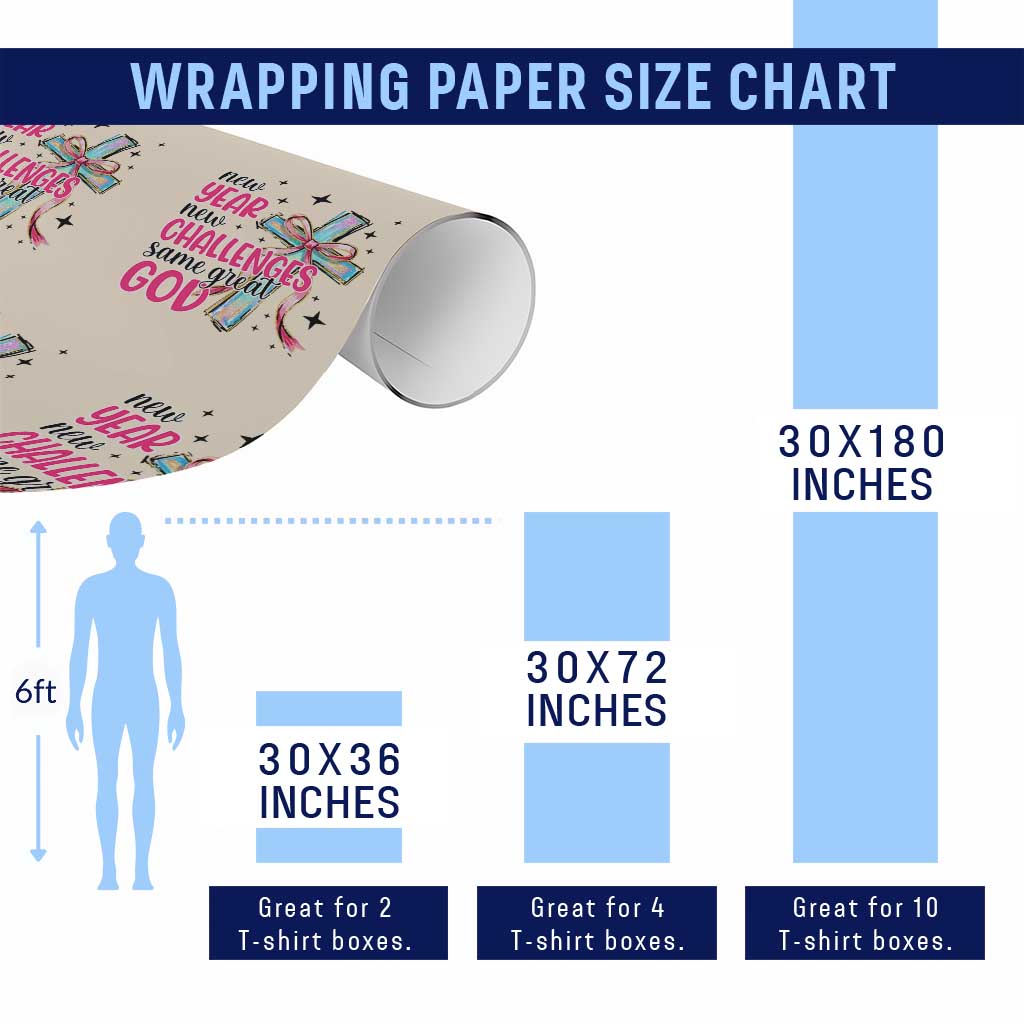 New Year New Challenges Same Great God Wrapping Paper Roll Christian New Year Eve - Wonder Print Shop