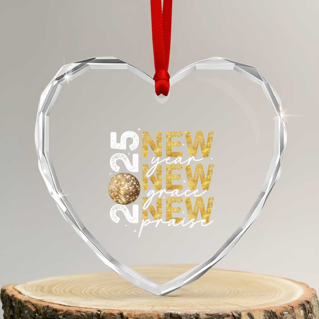 New Year New Grace New Praise 2025 Heart Crystal Glass Ornament - Wonder Print Shop