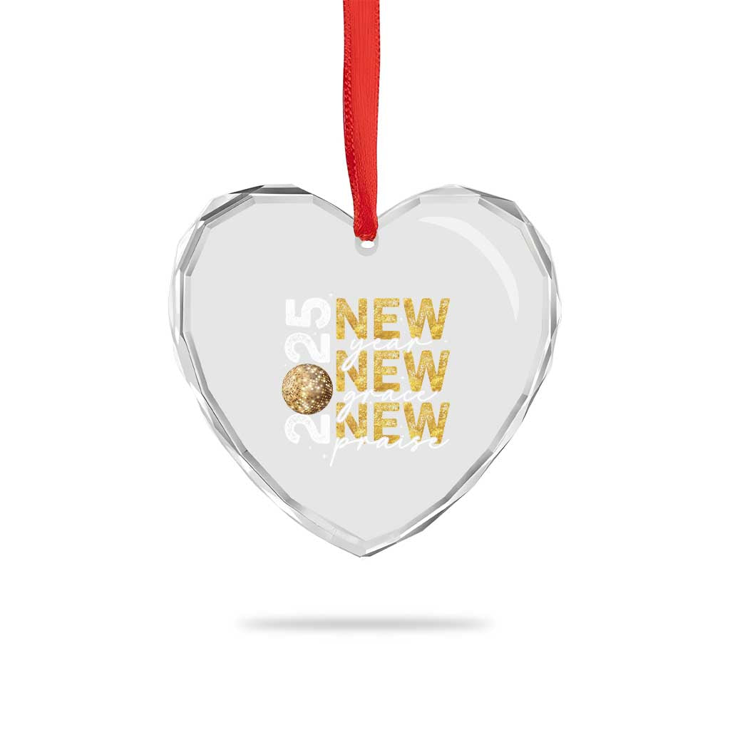 New Year New Grace New Praise 2025 Heart Crystal Glass Ornament - Wonder Print Shop