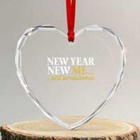 New Year New Me Mental Breakdowns Heart Crystal Glass Ornament Funny New Year Party Faux Glitter - Wonder Print Shop