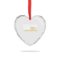 New Year New Me Mental Breakdowns Heart Crystal Glass Ornament Funny New Year Party Faux Glitter - Wonder Print Shop